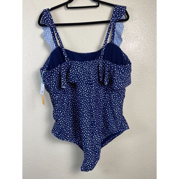 New Kona Sol One Piece Swimsuit womens Plus size 20 Full Seat Coverage Blue dots - Picture 3 of 12